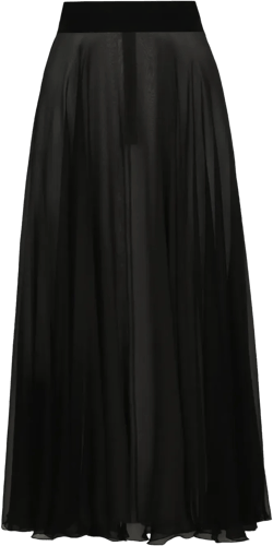 silk chiffon pleated midi skirt