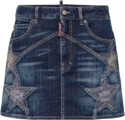 star-studded denim miniskirt