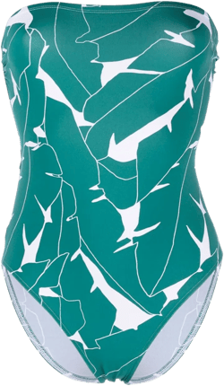 abstract-print bustier swimsuit