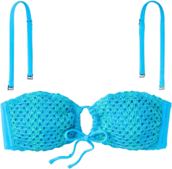 Women&#39;s Two-Tone Crochet Bandeau Bikini Top - Wild Fable&#8482; Blue/ Green XS