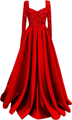 GARDOM Long Sleeve Satin Prom Dresses for Women Sparkly Sequin Ball Gowns Formal Evening Gowns with Pockets Red 66