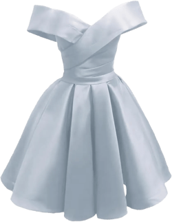 Dydsz Women's Off Shoulder Satin Prom Dress Short Homecoming Dresses Bridesmaid Gown 22 Dusty Blue