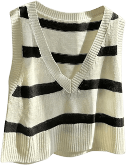 SweatyRocks Women's Sweater Vest Striped V Neck Sleeveless Loose Knit Vest Crop Tops