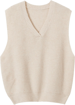 Women's 100% Merino Wool Sweater Vest 2025 Fall Winter Classic V Neck Casual Sleeveless Knit Sweater Vest Beige Medium
