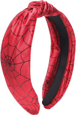 Halloween Headband for Women Girls, Black Spider Web Hair Band Wide Top Knot Red Hair Accessories Non Slip Headband Funny Halloween Party Costume Cosplay Supplies Decoration 4.Spider Web Red 1 Count (Pack of 1)