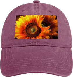 Baseball Cap Men Women Orange Sunflower Wallpaper Printed Adjustable Baseball Caps Cowboy Hats for Women Vintage Solid Hat Wine Red