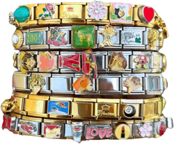 Italian Charm Bracelet Silver Gold for Women, Fully Assembled Set of 1, Personalized by Theme and Size, Stainless Steel, Handmade Jewelry Gift for Her