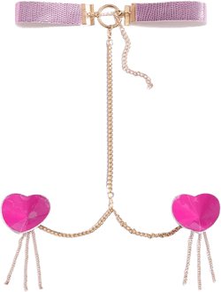 Cusmyre Sexy Leather Bra Body Chain Tassel Nipple Pasties with Choker Reusable Heart Nipple Cover Stickers Metal Chain Leather Choker Festival Rave Body Jewelry for Women (Pink) : Clothing, Shoes & Jewelry