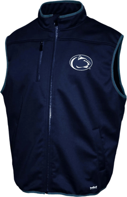 2Bhip NCAA Penn State University Adult Mens College Navy Mock Neck Softshell Full Zip Sleeveless Vest Jacket