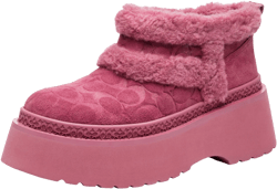 COACH Women's Pink Christina Shearlilng Bootie