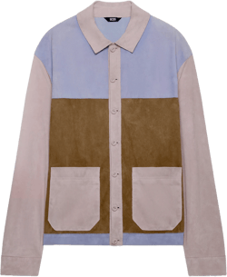 Color Block Suede Shirt Jacket