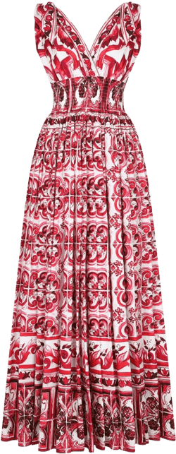 Majolica-print poplin maxi dress