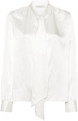 pussy-bow collar silk blouse