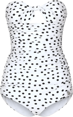 polka dot-print strapless swimsuit