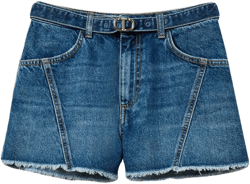 Oval T belted denim shorts