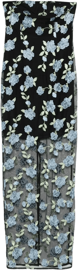 flower mesh maxi dress