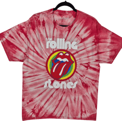 The Rolling Stones Red & White Tie Dye Cotton Tee Shirt Size L