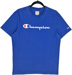 Champion Blue Chest Script Cotton Tee Shirt Size M