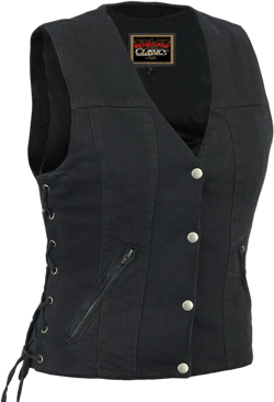 Daisy Ladies Black Denim Vest