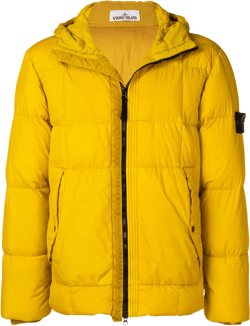 Crinkled "mustard" Padded Jacket In Yellow