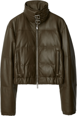 Leather Puffer Jacket In Heath