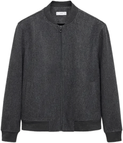 Flannel Bomber Jacket In Dark Heather Grey