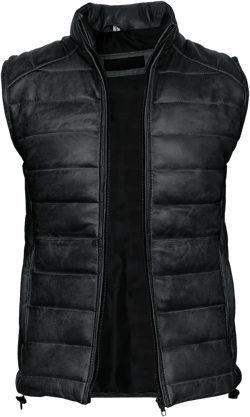 Distressed Quilted Puffer Down Leather Vest Men | Lightweight Distressed Brown vest | Leather Down Puffer Vest Medium Black
