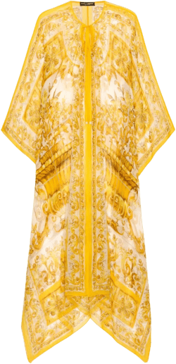 Majolica-print chiffon kaftan