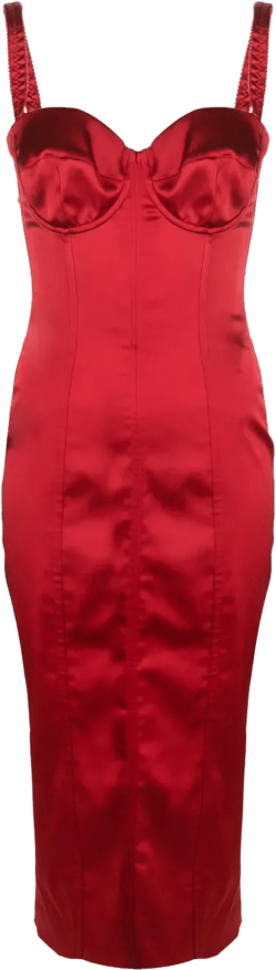 sweetheart-neck corset-style midi dress