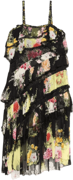 Adorned In Alexandria Asymmetric Spliced Lace Dress