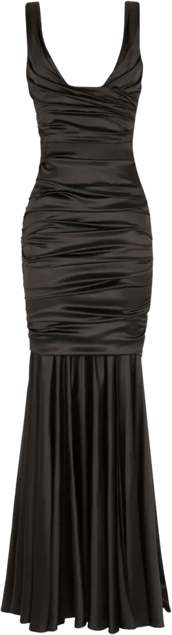 draped satin maxi dress
