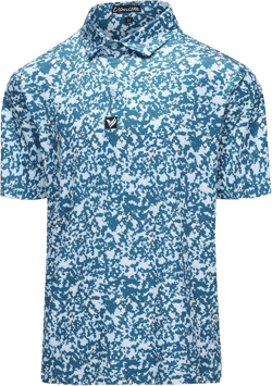 Mens Golf Polo Shirts Short Sleeve Dry Fit Performance Moisture Wicking Casual Print Collared Golf Shirts for Men (Medium, Blue)