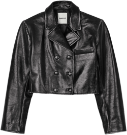 SANDRO Cropped leather jacket