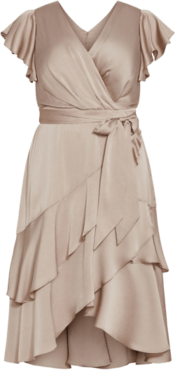 City Chic Jen Ruffle Faux Wrap Satin Dress