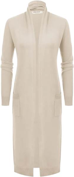 GRACE KARIN Women's 2025 Trendy Long Cardigans Sweater Lightweight Open Front Long Sleeve Maxi Duster Coats with Pockets Beige Medium