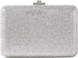 Slim Slide crystal-embellished silver-tone clutch