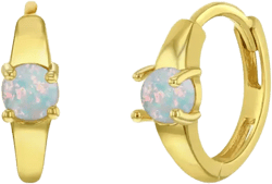 In Season Jewelry 14k Gold Single Opal Hoops