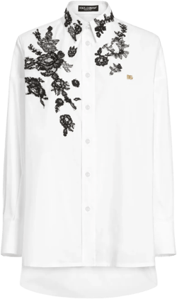 floral-appliqué shirt