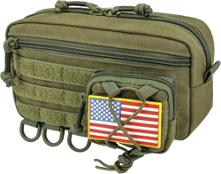Tactical Molle Pouch, Water-Resistant Admin Pouch with US Flag Patch, Utility Molle Pouches for Tactical Vest Backpack Army Green