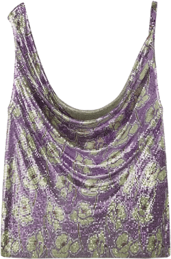 mesh draped-neck top