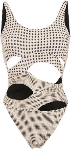 polka-dot print cutout swimsuit