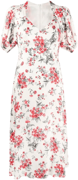 Paradise scatter-flower-print midi dress