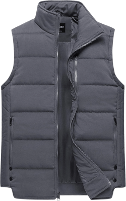 Chrisuno Men's Puffer Vest Casual Stand Collar Quilted Waistcoat Outdoor Padded Ski Vest
