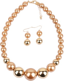 Big Pearl Jewelry Set - Bridal Necklace & Earrings