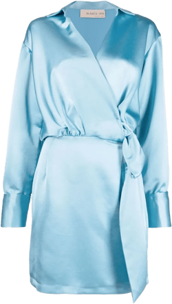 wrap-style satin-effect dress
