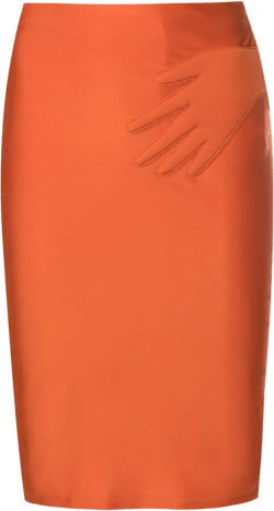 embossed-hand high-waist skirt