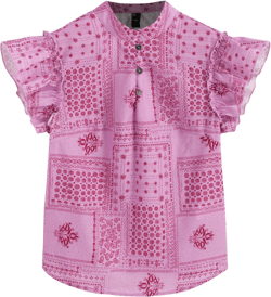 Stand Collar Aztec Short Sleeve Blouse