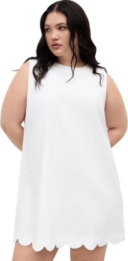 Linen-blend Button Mini Dress Curve & Plus