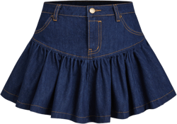 Cider Denim Low Rise Solid Ruffle Hem Micro Skirt