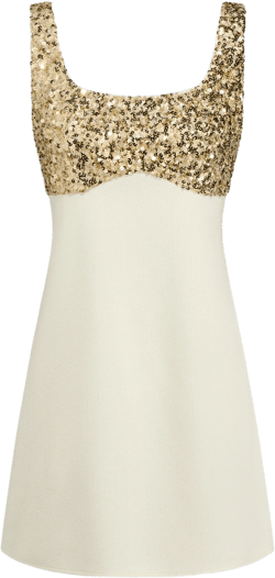 U-neckline Sequin Patched Mini Cami Dress